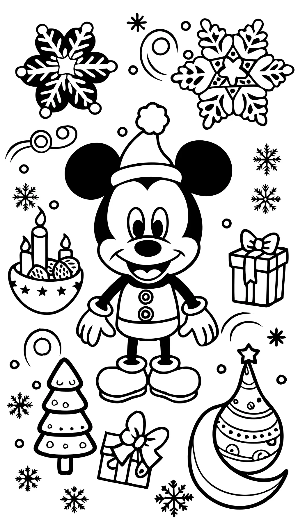 Páginas para colorear de Navidad de Mickey Mouse